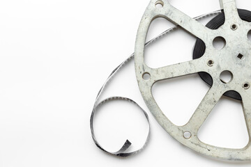 Obraz premium Film reels top view. Cinema industry and movie background