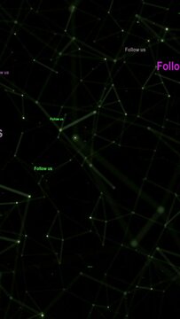 Follow us text against abstract motion background vertical video