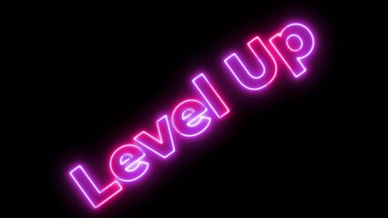 Pink Neon Level Up flickering Animation. - Powered by Adobe