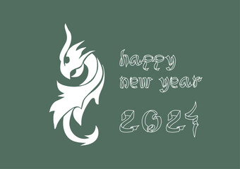 New Year card with 2024 year of the dragon! Chinese horoscope symbol. Dragon logo