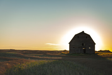 sunset over the farm