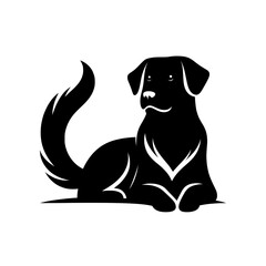 Obraz premium Vector black silhouette of a lying dog