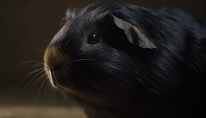 Cute guinea pig with fluffy fur, looking at camera closely generated by AI