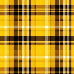 Classic Yellow and Black Plaid Textile Pattern Tartan Cloth Crisscrossed Lines Checkered Cozy Rustic Sett