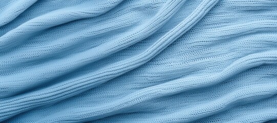 Closeup of Blue Knit Sweater Blanket Fabric Textile Background	