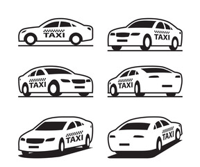 Taxi car in different perspective - vector illustration - obrazy, fototapety, plakaty