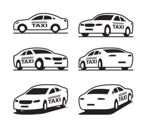 Foto op Canvas Taxi car in different perspective - vector illustration © angelha