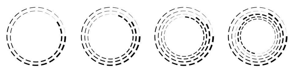 Abstract geometric design featuring a circle swirl shape with spiral lines. Radial spinning halftone form. For posters, banners, logos, icons, presentations, and booklets. Vector