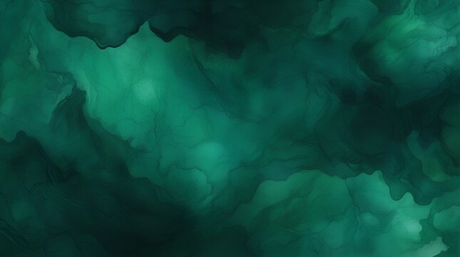  Black emerald jade green abstract pattern watercolor background. Stain splash rough daub grain grunge. Dark shades. Water liquid fluid. Design. Template