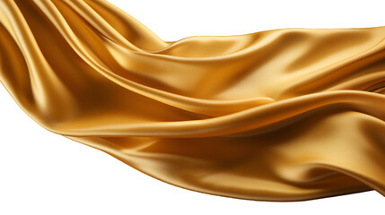 Shiny gold satin cloth in the wind-isolated background