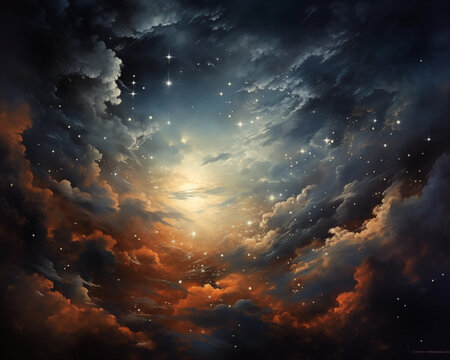 potray dramatic starry skies