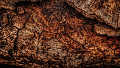 Nature pattern on old wood, rough and macro, tree dry timber generated by AI