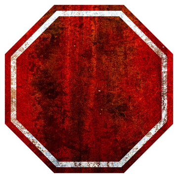 Old rusty road sign stop isolated on white background. VINTAGE Stop sign isolated on white background