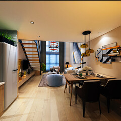 3d render of loft apartment interior