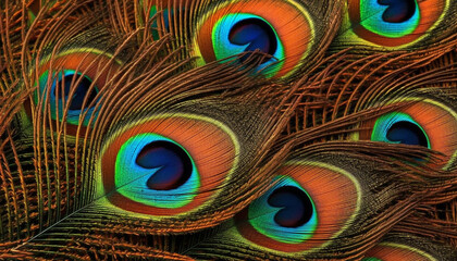 Vibrant colored peacock feather showcases nature beauty in close up generated by AI