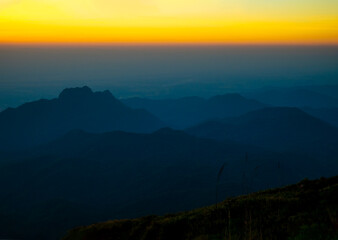 beautiful morning landscape Pha Hua Sing Viewpoint, Phu Thap Buek, Phetchabun Province, Thailand.