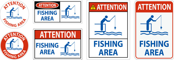 Water Safety Sign Attention - Fishing Area