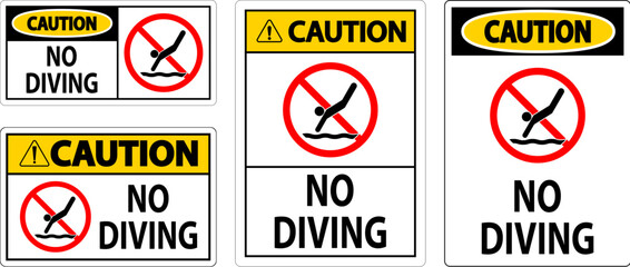 Swimming Pool Sign Caution No Diving