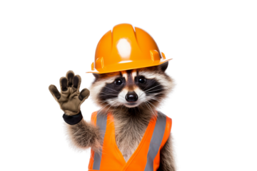 raccoon worker with helmet
