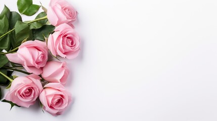 Bouquet of roses, white background and copy space - generative ai