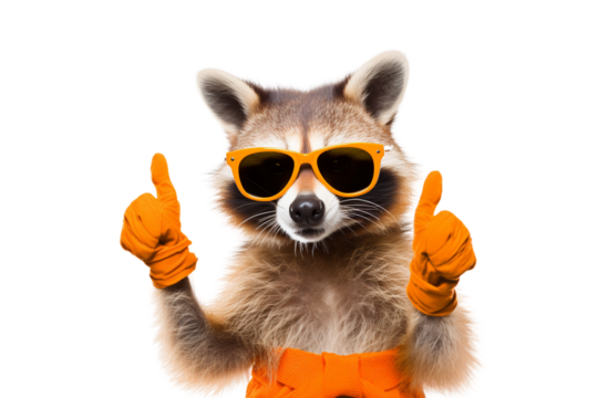 raccoon construction worker showing thumbs up