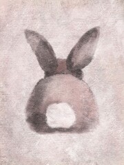 Cute rabbit oil painting. Bunny hand drawn illustration - 699336342