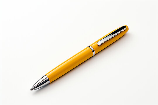 A classic blue ballpoint pen, placed on a clean white background, presenting a simple and easily cut-out image suitable for writing, office, or educational visuals.
