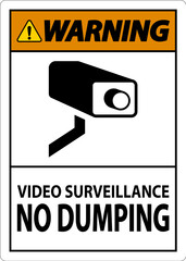 Warning Sign Video Surveillance, No Dumping
