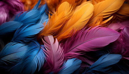 Abstract animal wing pattern in vibrant colors on dark backdrop generated by AI