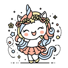 Obraz premium Pastel Minimal Mystical Animal clipart of magical unicorn