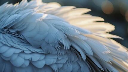 Macro white bird wing