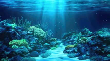 Naklejka na ściany i meble A Glimpse of the Glassy Coral Reef Under the Northern Seas