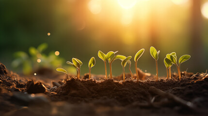 New Beginnings: Young Seedlings Thriving in Spring Rain, Generative AI illustration