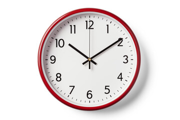 Classic Wall Clock with Red Frame | Isolated on Transparent & White Background | PNG File with...