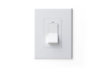 Modern White Light Switch on Wall Plate | Isolated on Transparent & White Background | PNG File with Transparency