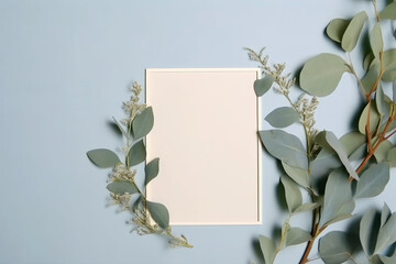 Eucalyptus frame n minimalistic background, Generative AI