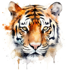 Fototapeta premium Watercolor png portrait of animal tiger