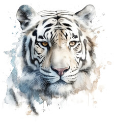Watercolor png portrait of animal tiger