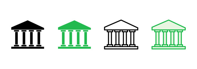 Bank icon set. bank vector icon, museum, university