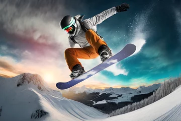 Foto op Canvas snowboard sciare salto sport  © franzdell