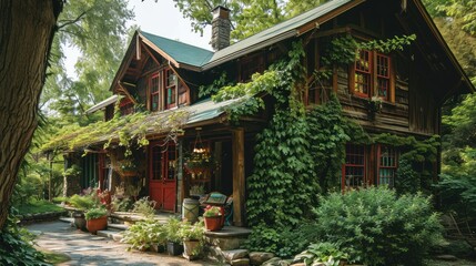 A charming bed and breakfast inn with a rustic setting