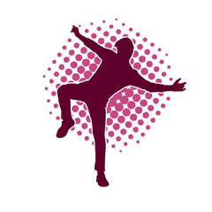 Silhouette of a male dancer in action pose. Silhouette of a slim man in dancing pose.