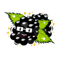 Cute Blackberry Chibi Drawing with a happy glow spark arround it, give geek and elegant feel to share