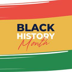 Black History Month social media template. Background with three colorful stripes and text. Celebrate Black History Month. Vector illustration.
