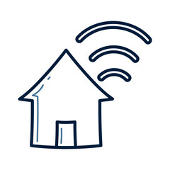 Hand drawn smart home doodle line illustration. Smart home doodle icon vector.