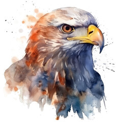 Fototapeta premium Watercolor png portrait of animal eagle