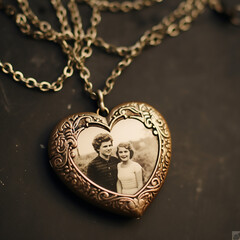 A Close up of a Vintage Heart Locket, AI Generated