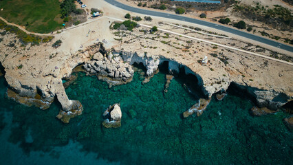 Cyprus, Ayia Napa, Love Bridge,  Beautiful summer, Blue sea, Drone view