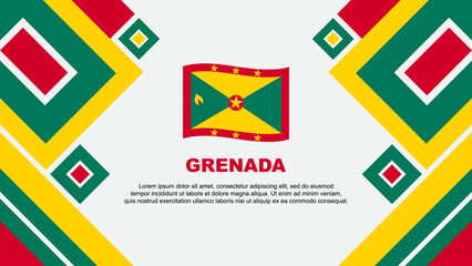 Obraz premium Grenada Flag Abstract Background Design Template. Grenada Independence Day Banner Wallpaper Vector Illustration. Grenada Cartoon