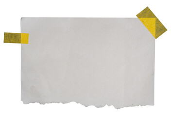 torn paper with yellow tape isolated